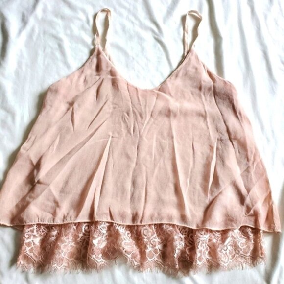 AM Boutique Layered Lace Trim Camisole Tank Top Pink XS - Picture 1 of 3